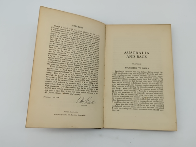 Australia and Back by Sir Alan Cobham (Hardcover) 1st Edition Aviation Book by Sir Alan Cobham