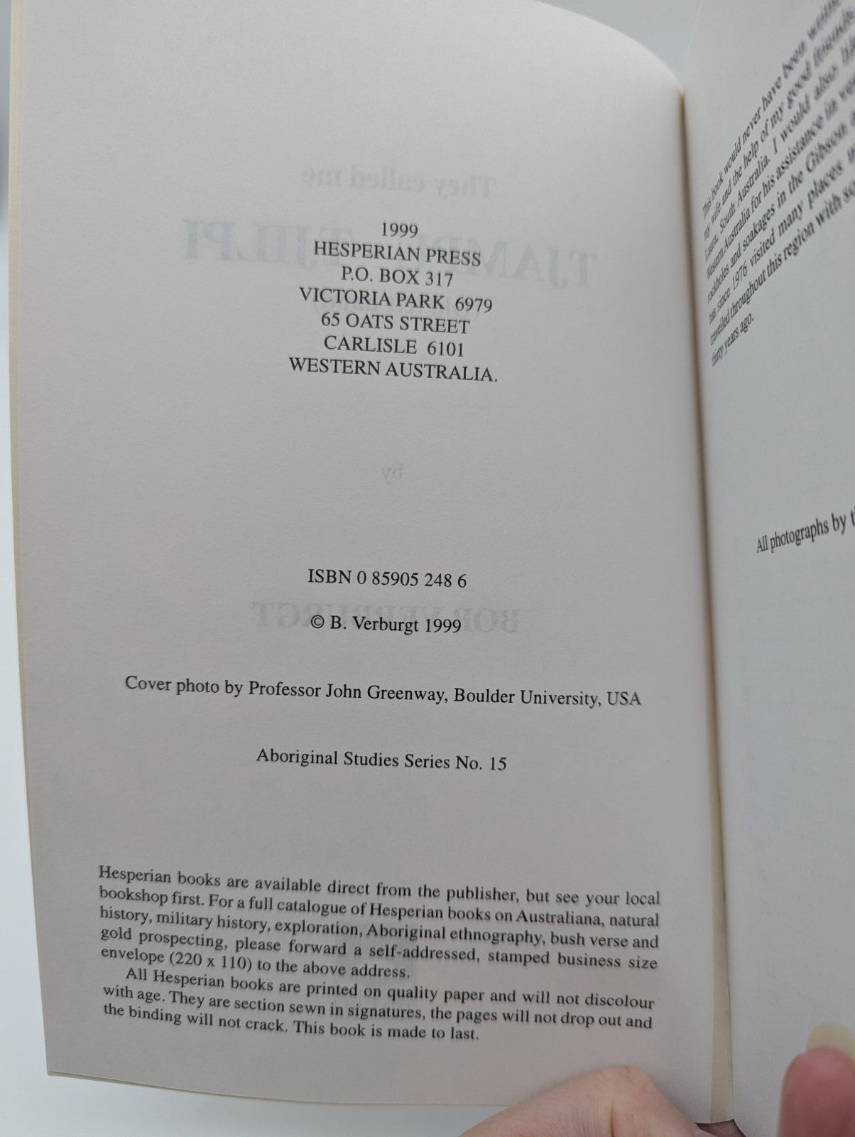 They Called Me Tjampu-Tjilpi Bob Verburgt, Aboriginal Studies Series, Memoir by Bob Verburgt