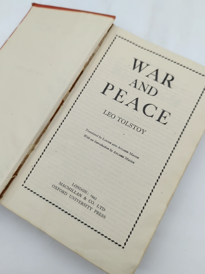 War And Peace by Leo Tolstoy (Hardcover, 1943) Vintage Classic Book by Leo Tolstoy