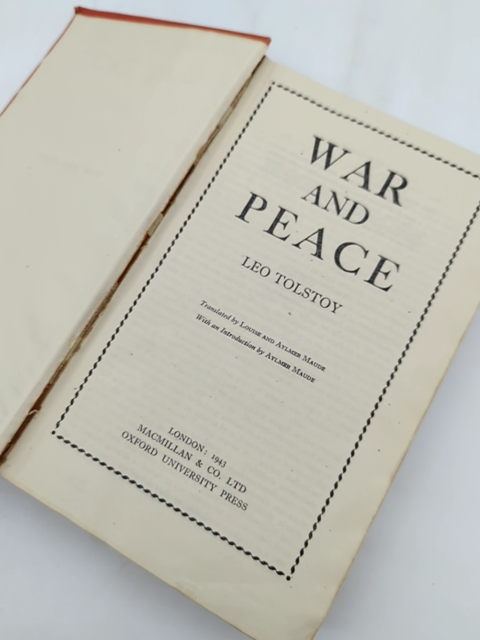 War And Peace by Leo Tolstoy (Hardcover, 1943) Vintage Classic Book by Leo Tolstoy