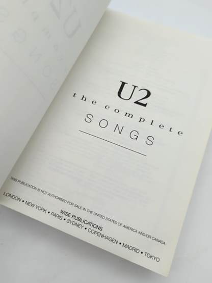 U2: The Complete Songs 1999 Music Score Tablature by U2