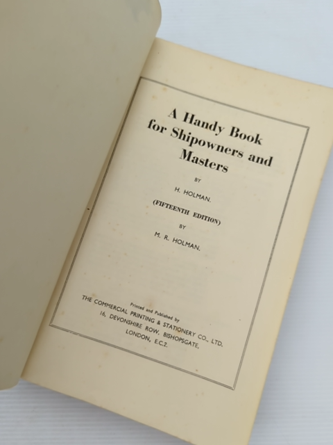 Handy Book For Shipowners And Masters by H Holman (Hardcover, 1953) by H Holman