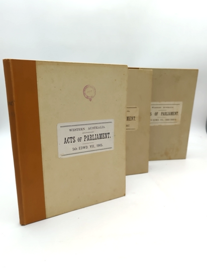 3x Acts Of Parliament Western Australia 1905-1909 by Parliament Of Western Australia