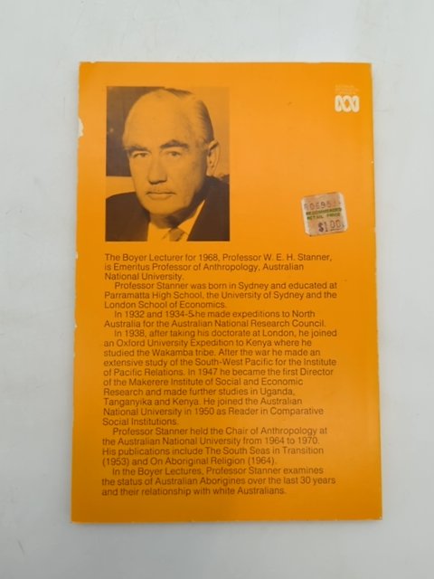 After the Dreaming by WEH Stanner, Anthropology, 1968 Boyer Lectures, Aboriginal by William Edward Hanley Stanner