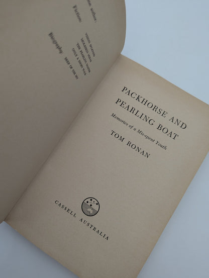 Packhorse and Pearling Boat by Tom Ronan (Hardcover, 1964) 1st Edition, Memoir by Tom Ronan
