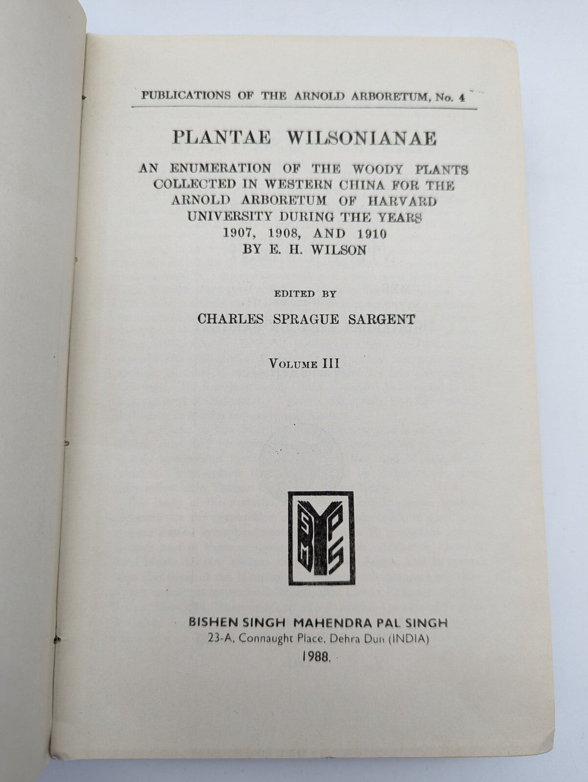 Plantar Wilsonianae by Charles Sprague Sargent (Hardcover) 3 Vols Plant Hunters by Charles Sprague Sargent"