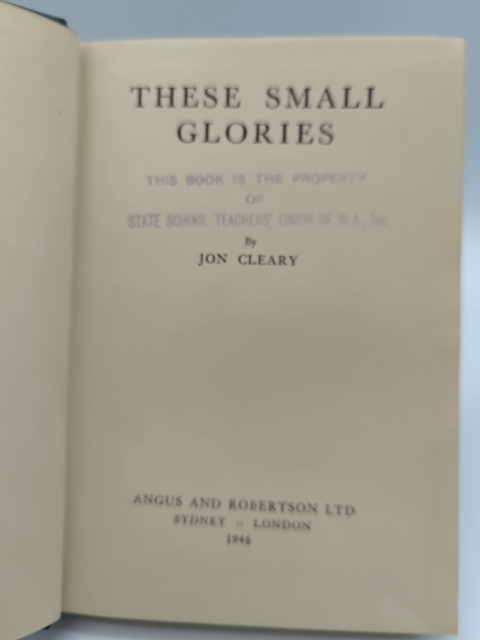 These Small Glories by Jon Clearly (Hardcover, 1946) 1st Edition, Australian Lit by Jon Clearly