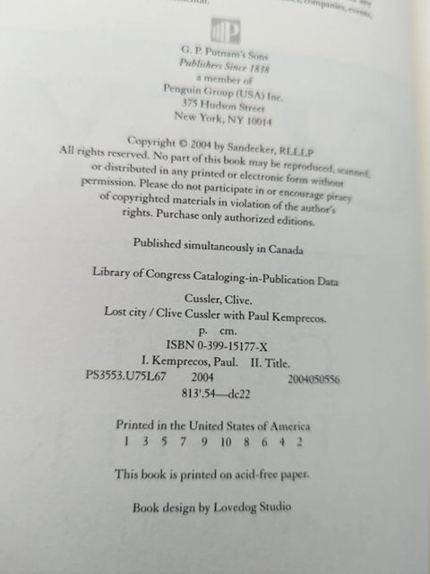 Lost City: From The Numa Files Kurt Austin by Clive Cussler, Adventure Signed by Paul Kemprecos, Clive Cussler