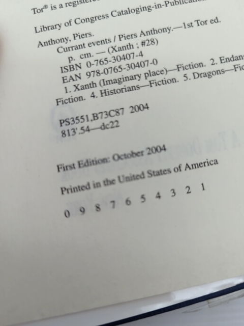 Currant Events by Piers Anthony (Hardcover, 2004) 1st Edition Fantasy by Piers Anthony