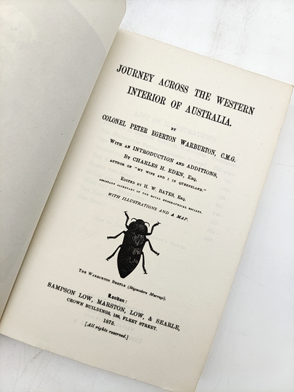 Journey Across The Western Interior Of Australia by Peter Egerton Warburton Pape by P.E. Warburton