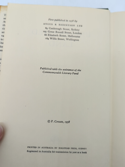 The Unploughed Land by Peter Cowan (Hardcover, 1958) by Peter Cowan