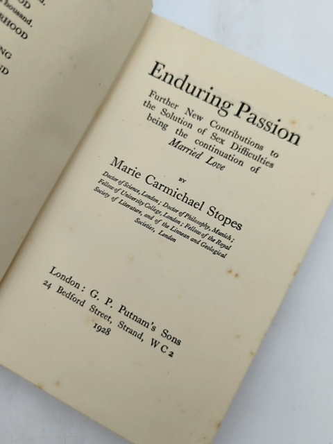 Enduring Passion by Marie Carmichael Stopes (Cloth, 1928) 1st Edition by Marie Carmichael Stopes