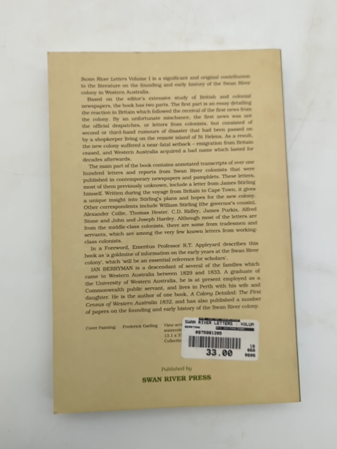 Swan River Letters Volume 1 by Ian Berryman (Paperback, 2002) by Ian Berryman