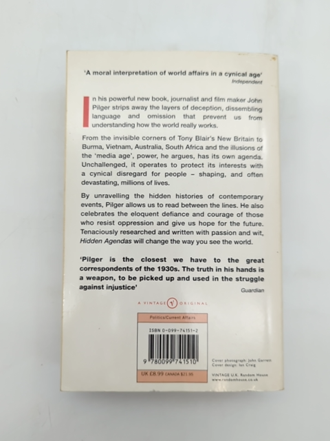 Hidden Agendas by John Pilger (Paperback, 1998) 1st Edition Current Affairs by John Pilger