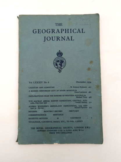 The Geographical Journal Volume LXXXIV6 No 6 Royal Geographical Society Map rare by The Royal Geographical Society