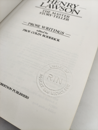 Henry Lawson: The Master Story-teller, Colin Arthur Roderick, Australian History by Henry Lawson