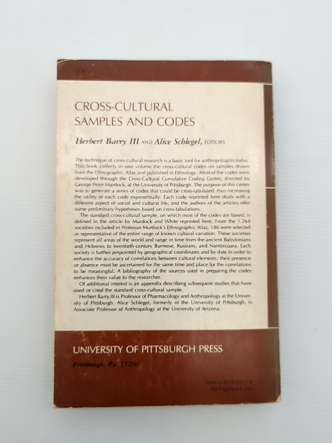 Cross-cultural Samples And Codes by Alice Barry (Eds.) Herbert Iii And Schlegel by Alice Schlegel