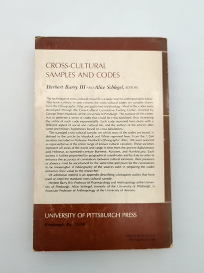 Cross-cultural Samples And Codes by Alice Barry (Eds.) Herbert Iii And Schlegel by Alice Schlegel