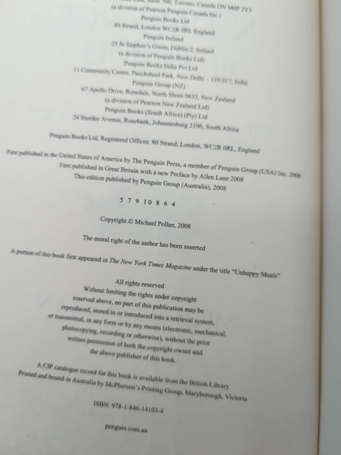 In Defence Of Food: The Myth Of Nutrition And The Pleasures Of Eating, Michael P by Michael Pollan