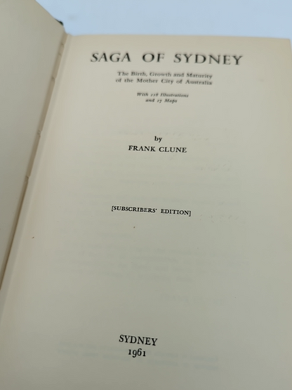 Saga of Sydney by Frank Clune (Hardcover, 1961) 1st Ed Signed, Australiana by Frank Clune