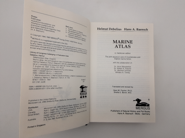 Marine Atlas Volume 1 by Hans A. Baensch & Helmut Debelius (Leather Bound, 1997) by Hans A. Baensch