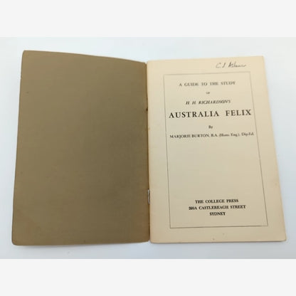 A Guide to the Study of H H Richardson's Australia Felix Majorie Burton, 1st Ed by Majorie Burton — photo 3