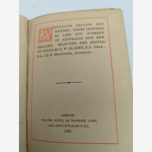 Australian Ballads and Rhymes by Douglas B W Sladen (Hardcover) 1st Edition by Douglas B W Sladen — photo 5