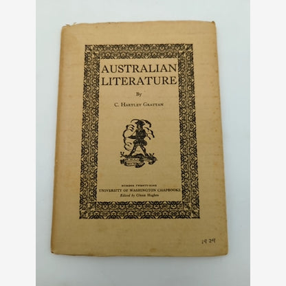 Australian Literature by C Hartley Grattan (Chapbook) 1st Edition Signed by C Hartley Grattan book cover