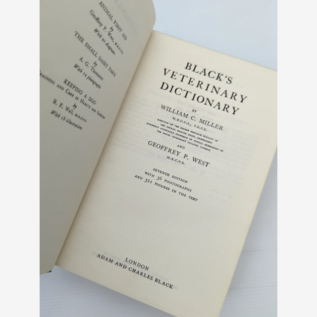 Black's Veterinary Dictionary 1964, Vintage 7th Edition by William C Miller And Geoffrey P West — photo 3