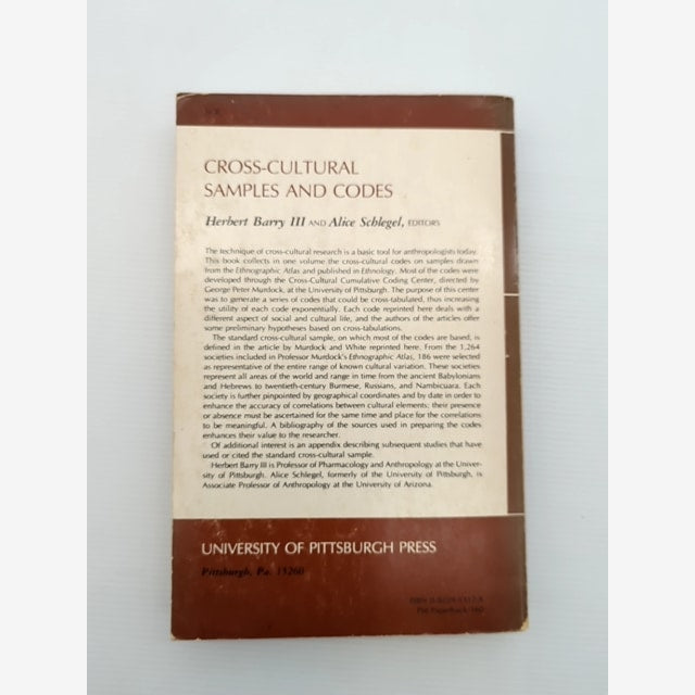 Cross-cultural Samples And Codes by Alice Barry (Eds.) Herbert Iii And Schlegel by Alice Schlegel — photo 6
