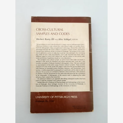 Cross-cultural Samples And Codes by Alice Barry (Eds.) Herbert Iii And Schlegel by Alice Schlegel — photo 6