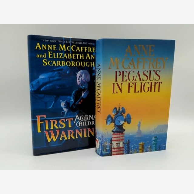 First Warning & Pegasus In Flight by Anne McCaffrey 2x Hardcover Fantasy bundle by Anne McCaffrey book cover