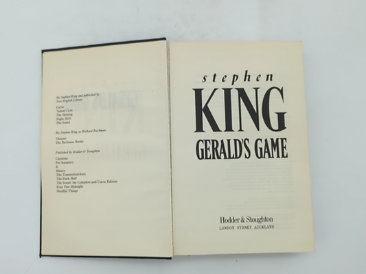Gerald's Game by Stephen King (Hardcover, 1992) 1st Edition Horror by Stephen King — photo 2