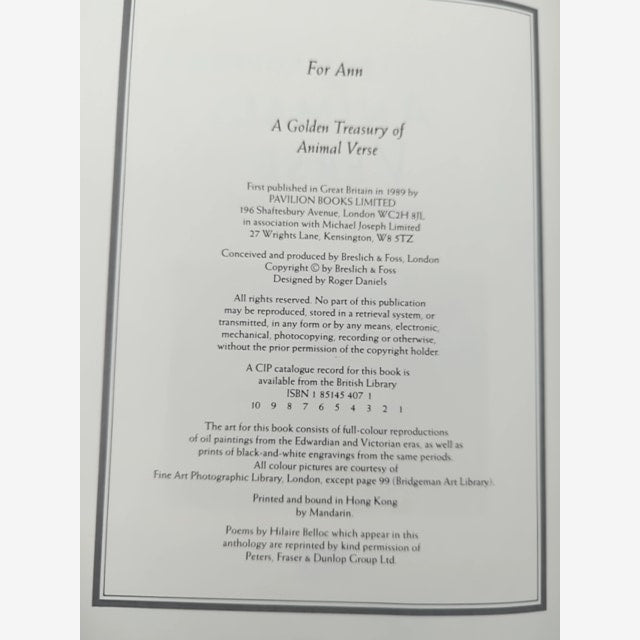 Golden Treasury Of Animal Verse Mark Daniel 1989 Poetry Rare by Mark Daniel — photo 2
