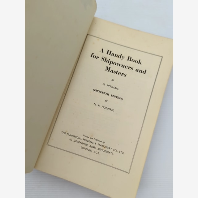 Handy Book For Shipowners And Masters by H Holman (Hardcover, 1953) by H Holman — photo 2