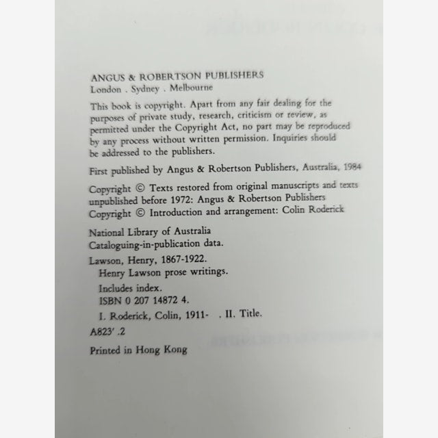 Henry Lawson: The Master Story-teller, Colin Arthur Roderick, Australian History by Colin Arthur Roderick — photo 2