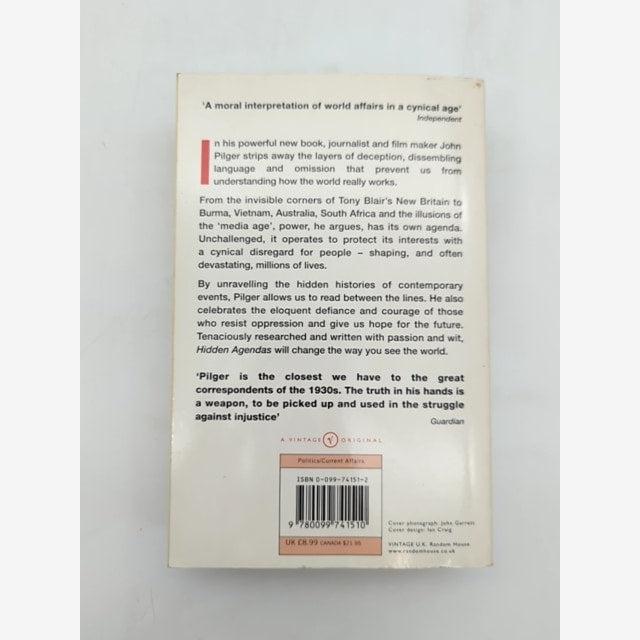 Hidden Agendas by John Pilger (Paperback, 1998) 1st Edition Current Affairs by John Pilger — photo 5