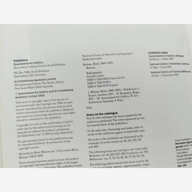 Matisse Caroline Roger Turner Queensland Art Gallery 1995 by Caroline And Benjamin Roger Turner — photo 3