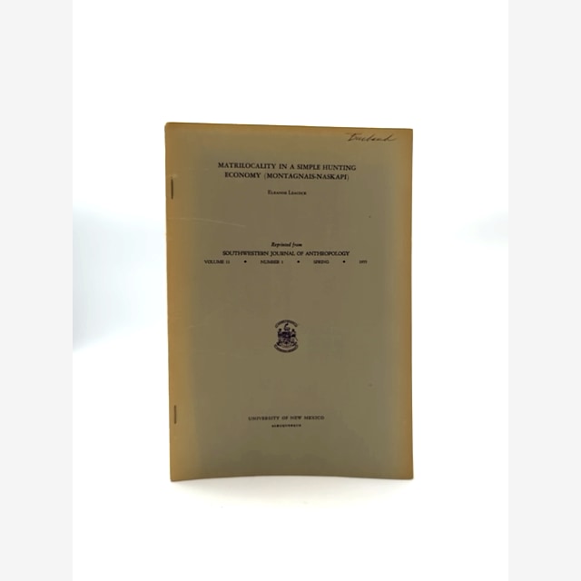 Matrilocality In Simple Hunting Economy Eleanor Leacock 1979 Innu Anthropology by Eleanor Leacock book cover