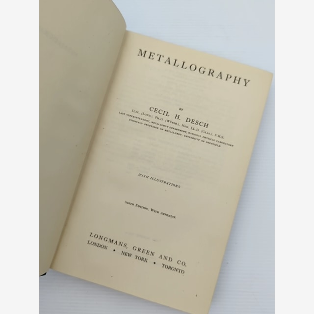 Metallography by Cecil H Desch (Hardcover, 1944) Vintage Engineering Book by Cecil H Desch — photo 3