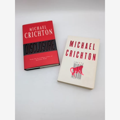 Michael Chichton Hardcover Bundle 2x Disclosure (1994, Hardcover); Next (2006… by Michael Chichton book cover