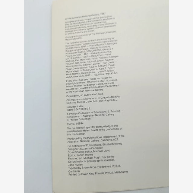 Old Masters, New Visions El Greco To Rothko From The Phillips Collection, Washin by Australian National Gallery — photo 4