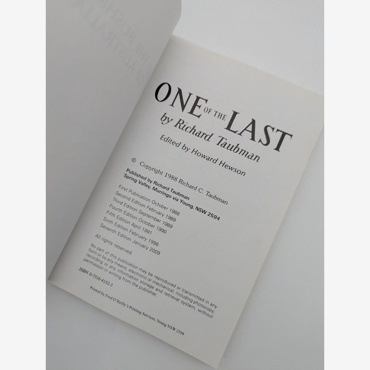 One Of The Last by Howard Hewson & Richard Taubman (Paperback, 2009) by "Howard Hewson Richard Taubman" — photo 8