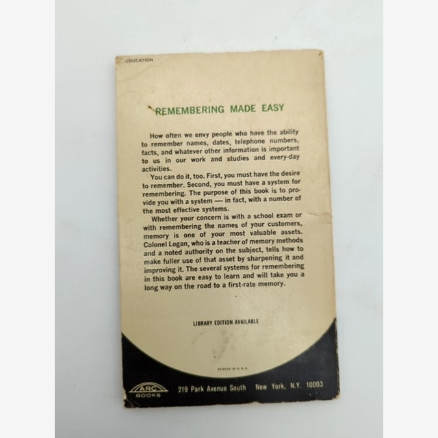 Remembering Made Easy by Arthur L Logan (Paperback, 1970) by Arthur L Logan — photo 5