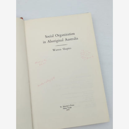 Social Organization In Aboriginal Australia by Warren Shapiro, Anthropology by Warren Shapiro — photo 3