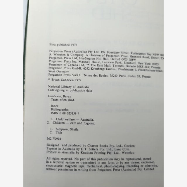 Tears Often Shed: Child Health And Welfare In Australia From 1788, Bryan Gandevi by Gandevia — photo 3