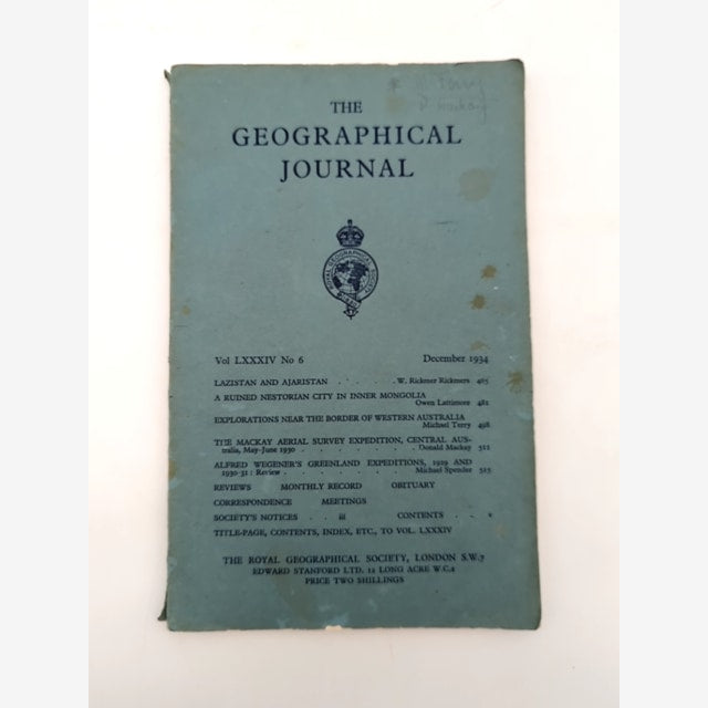 The Geographical Journal Volume LXXXIV6 No 6 Royal Geographical Society Map rare by The Royal Geographical Society book cover