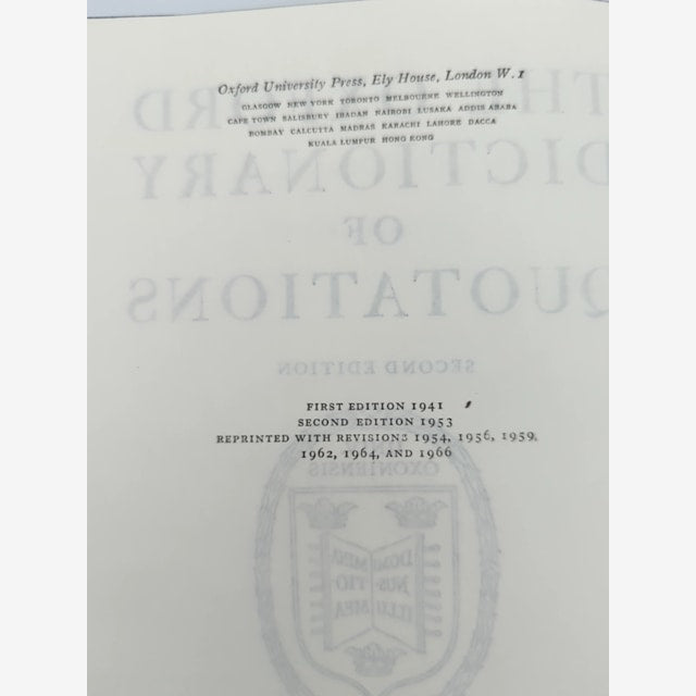 The Oxford Dictionary Of Quotations (Hardcover, 1966) Reference by Various — photo 3